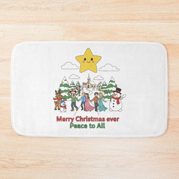 Item preview, ****Merry Christmas ever Peace to All❤ Mickey and people Dancing and Snowman, Reindeers greetings on Christmas with Christmas Star⭐Christmas Design designed and sold by WorthyByDwethi.