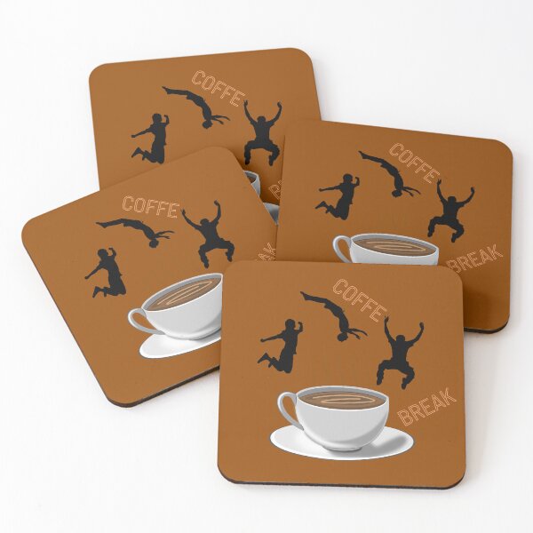 Item preview, Coffee Break Energy – Jumping Silhouettes & Cup of Coffee designed and sold by Ivy-Triggs.