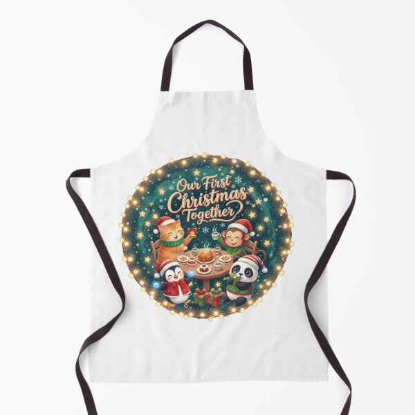 Item preview, **First Christmas Together  ❤ Cat Dog Penguin Panda Monkey dining⭐Christmas Design designed and sold by WorthyByDwethi.