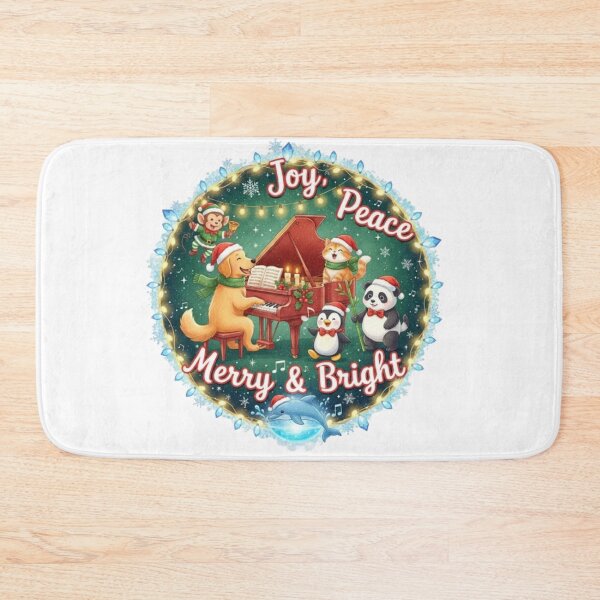 Item preview, **Joy Peace Merry and Bright ❤ Cat Dog Penguin Panda Monkey Dancing⭐Christmas Design designed and sold by WorthyByDwethi.