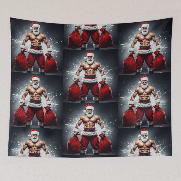 Item preview, Powerful Muscular Santa Claus – Fierce Modern Christmas Warrior Illustration designed and sold by PixelVibe782.