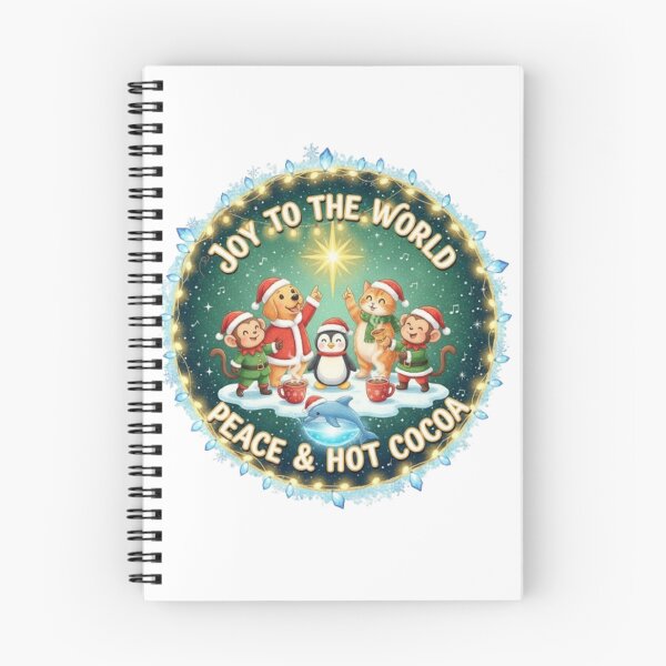 Item preview, **Joy to the World Peace and Hot Cocoa❤ Cat Dog Penguin Panda Monkey Wishing on Christmas Star⭐Christmas Design designed and sold by WorthyByDwethi.