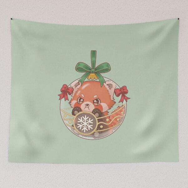 Item preview, Pouting Red Panda Stuck Inside a Christmas Ornament designed and sold by AuraBerryArt.