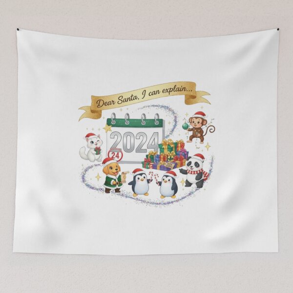 Item preview, **Santa I can explain 2024❤ Cat Dog Penguin Panda Monkey marking all good things...Christmas Star⭐Christmas Design designed and sold by WorthyByDwethi.