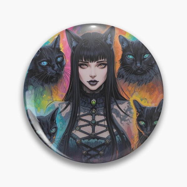 Item preview, Rainbow Watercolor Gothic Witch Roses & Black Cats | Occult Tie-Dye Art designed and sold by Liliths-Closet.