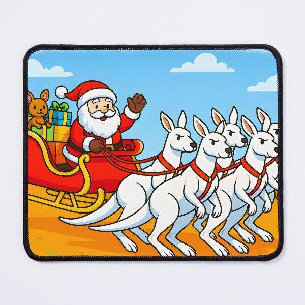 Item preview, Australian Christmas – Six White Boomer Kangaroos with Santa & Joey designed and sold by headpossum.