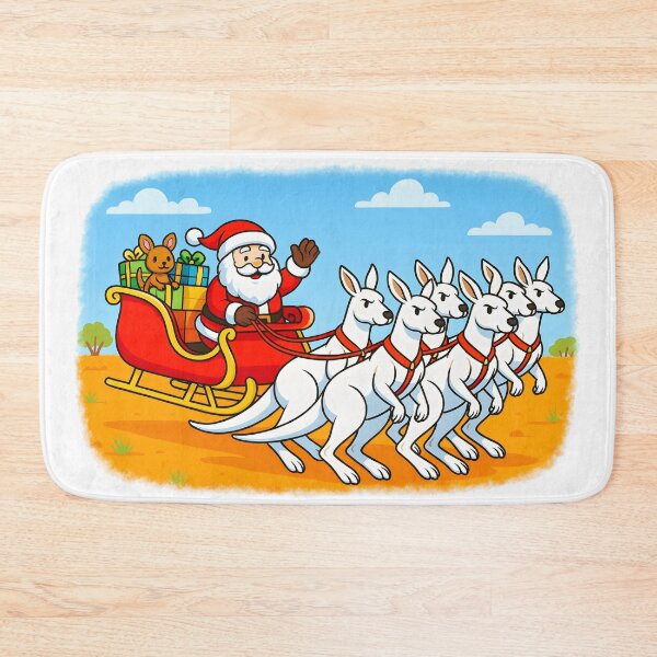 Item preview, Australian Christmas – Six White Boomer Kangaroos with Santa & Joey designed and sold by headpossum.