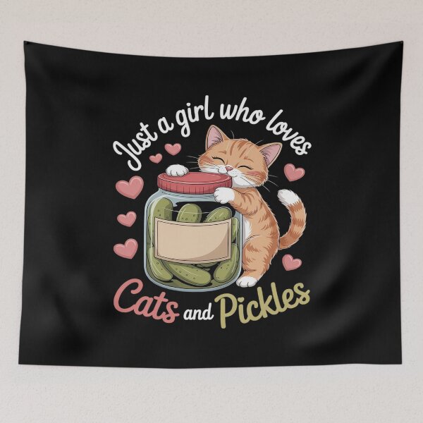 Item preview, Just A Girl Who Loves Cats And Pickles. Funny Cats Pickles designed and sold by ToggleBet.