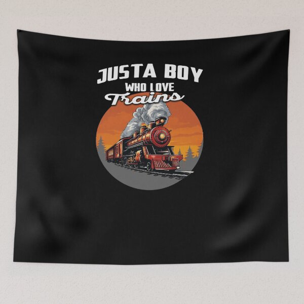 Item preview, Just a Boy Who Loves Trains - Sunset Steam Engine Design designed and sold by LarryMBrown.