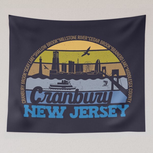 Item preview, Cranbury New Jersey Sunset Retro Vintage Local Pride Logo designed and sold by CRHPOD20.