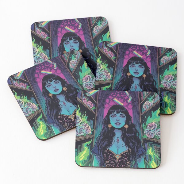 Item preview, Saturated Neon Gothic Occult Witchy Art | “Magick in the Library” designed and sold by Liliths-Closet.