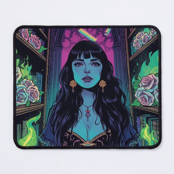Item preview, Saturated Neon Gothic Occult Witchy Art | “Magick in the Library” designed and sold by Liliths-Closet.