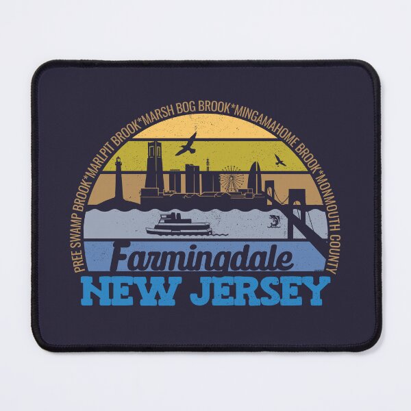 Item preview, Farmingdale New Jersey Sunset Retro Vintage Local Pride Logo designed and sold by CRHPOD20.