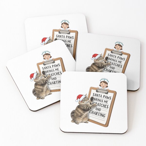 Item preview, Santa Paws Brings Me Scratches and Charting | Nurse & Cat Lover Christmas Humor designed and sold by CuteDesignables.