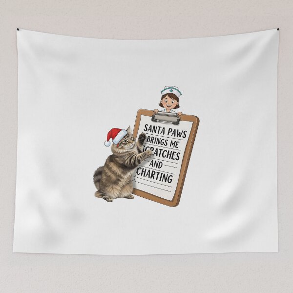 Item preview, Santa Paws Brings Me Scratches and Charting | Nurse & Cat Lover Christmas Humor designed and sold by CuteDesignables.