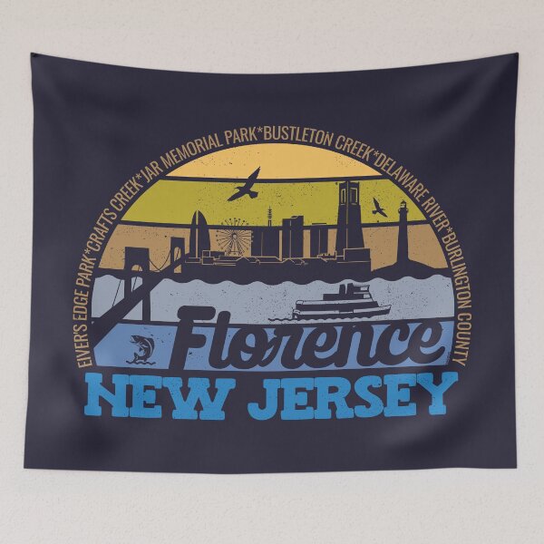 Item preview, Florence New Jersey Sunset Retro Vintage Local Pride Logo designed and sold by CRHPOD20.