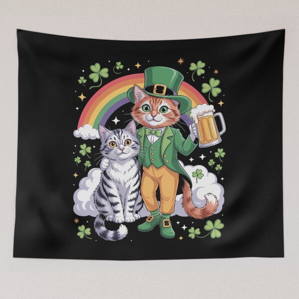 Item preview, Cat St Patricks Day Leprechaun Riding Caticorn Unicorn designed and sold by ValerieRodrigue.
