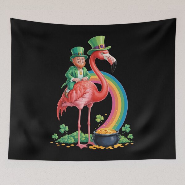 Item preview, Funny St. Paddy's Flamingo with Leprechaun St. Patrick's Day designed and sold by ValerieRodrigue.
