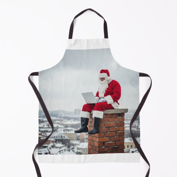 Item preview, Digital Santa on Chimney – Funny Modern Christmas Illustration with Laptop designed and sold by PixelVibe782.