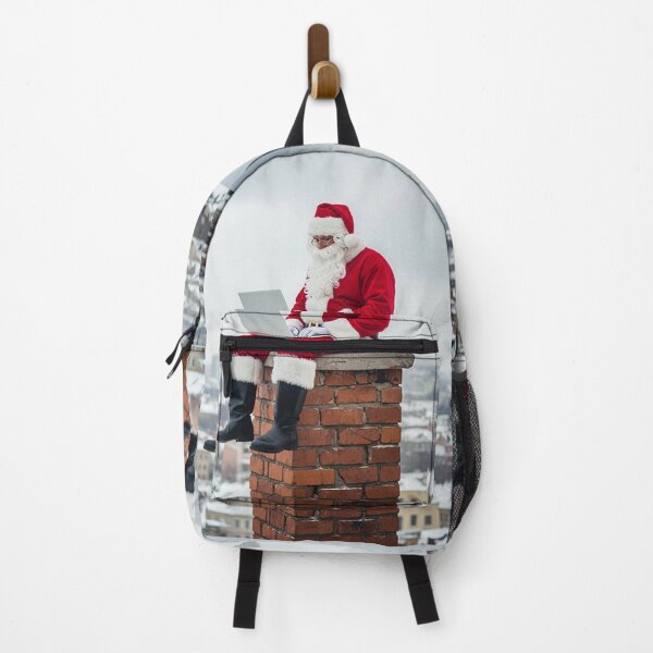 Item preview, Digital Santa on Chimney – Funny Modern Christmas Illustration with Laptop designed and sold by PixelVibe782.