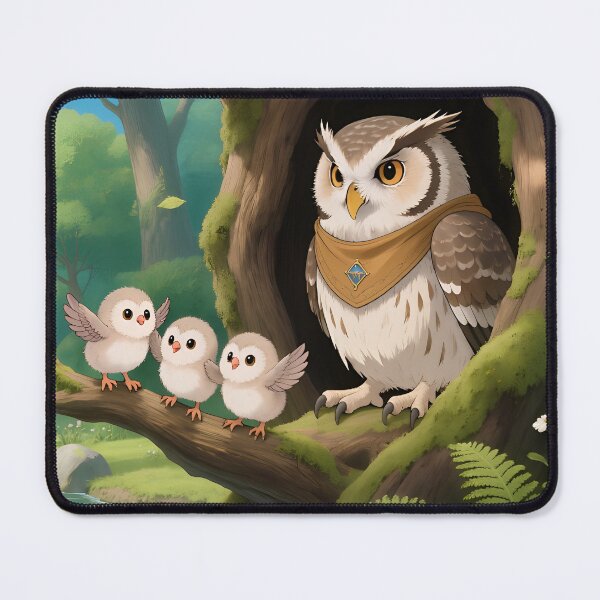 Item preview, Forest Owl Family Sticker – Whimsical Woodland Scene with Owlets & Tree Hollow designed and sold by The Paper Comet.