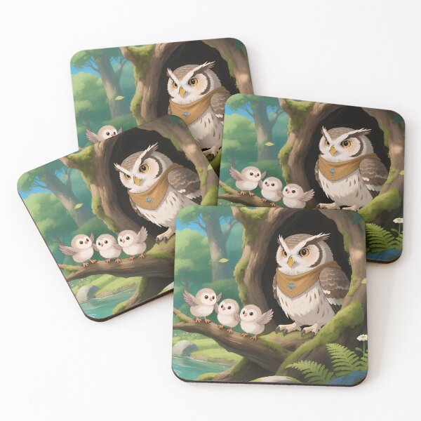 Item preview, Forest Owl Family Sticker – Whimsical Woodland Scene with Owlets & Tree Hollow designed and sold by The Paper Comet.