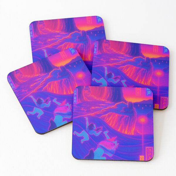 Item preview, Neon Cave Waves: Divers of Enoshima at Dusk designed and sold by Neo-Ukiyo-Wave.