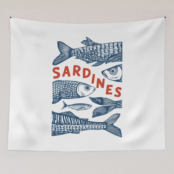 Item preview, Sardines Tinned Fish Drawing Retro designed and sold by wansilastomi.