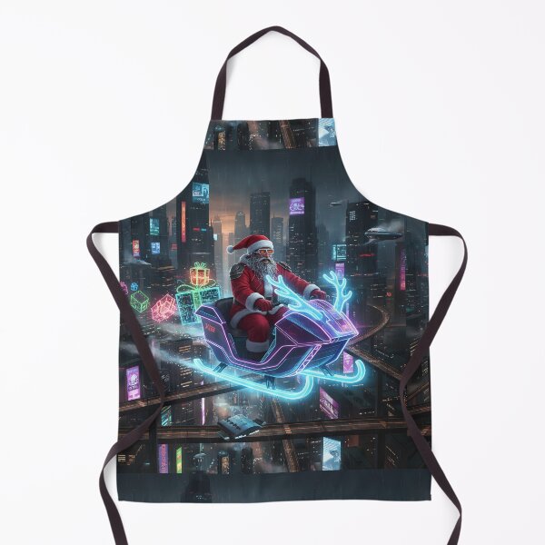 Item preview, Cyberpunk Santa – Futuristic Christmas Neon Sleigh in Sci-Fi City designed and sold by Pandastore14.