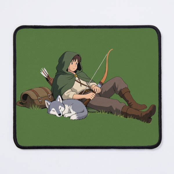Item preview, Forest Archer Sticker – Fantasy Ranger with Bow, Cloak & Sleeping Wolf designed and sold by The Paper Comet.