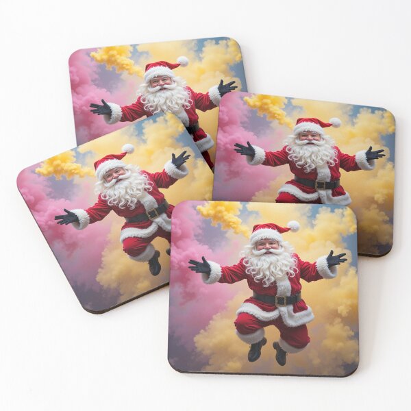 Item preview, Joyful Floating Santa – Vibrant Magical Christmas Illustration with Colorful Smoke designed and sold by PixelVibe782.