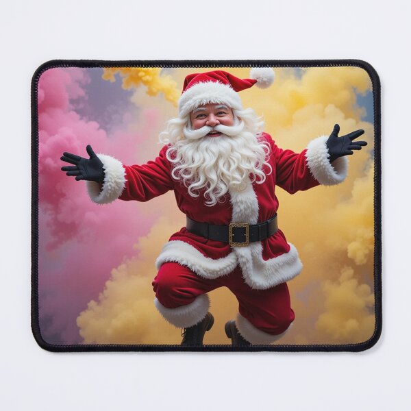Item preview, Joyful Floating Santa – Vibrant Magical Christmas Illustration with Colorful Smoke designed and sold by PixelVibe782.