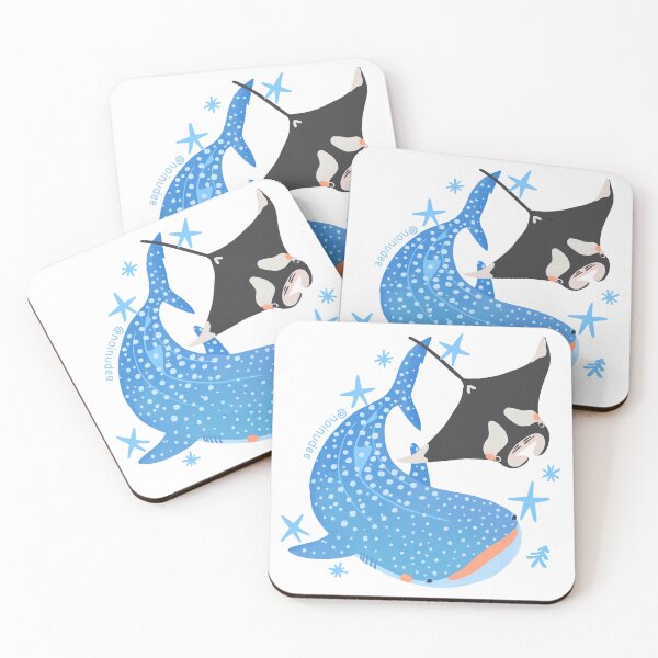 Item preview, Cute Whale Shark and Manta Ray – Starry Ocean Friends Comic Art designed and sold by noinudee.