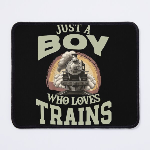 Item preview, Just a Boy Who Loves Trains - Vintage Steam Train Illustration designed and sold by LashondaGreen89.
