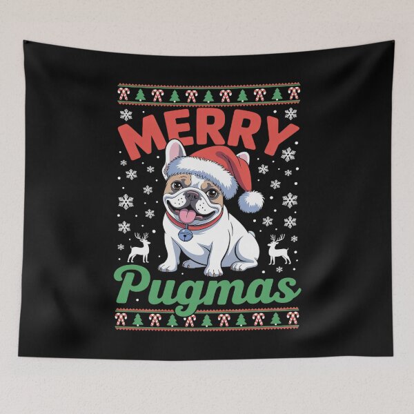 Item preview, Merry Pugmas Santa Pug Dog Xmas Lighting Ugly Pug Christmas designed and sold by Belkisallen.