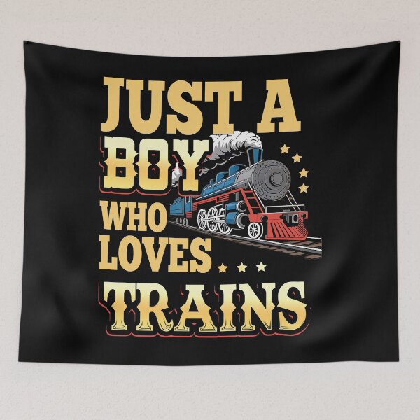 Item preview, Just a Boy Who Loves Trains - Bold Retro Steam Engine Art designed and sold by LarryMBrown.