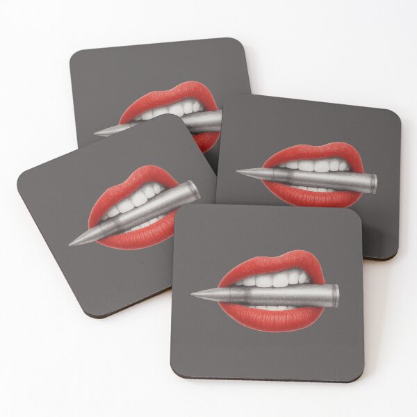 Item preview, Red Lips Biting Bullet – Bold Illustration Art designed and sold by tarzbol.