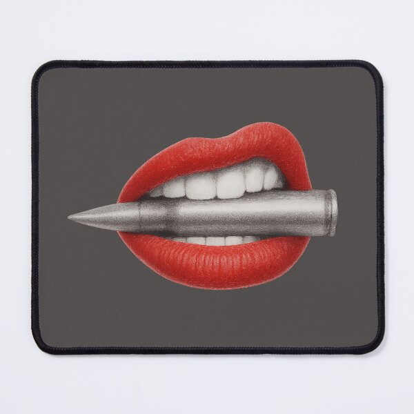 Item preview, Red Lips Biting Bullet – Bold Illustration Art designed and sold by tarzbol.