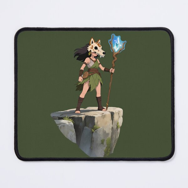 Item preview, Forest Druid Sticker – Tribal Fantasy Character with Wolf Mask & Magic Staff designed and sold by The Paper Comet.