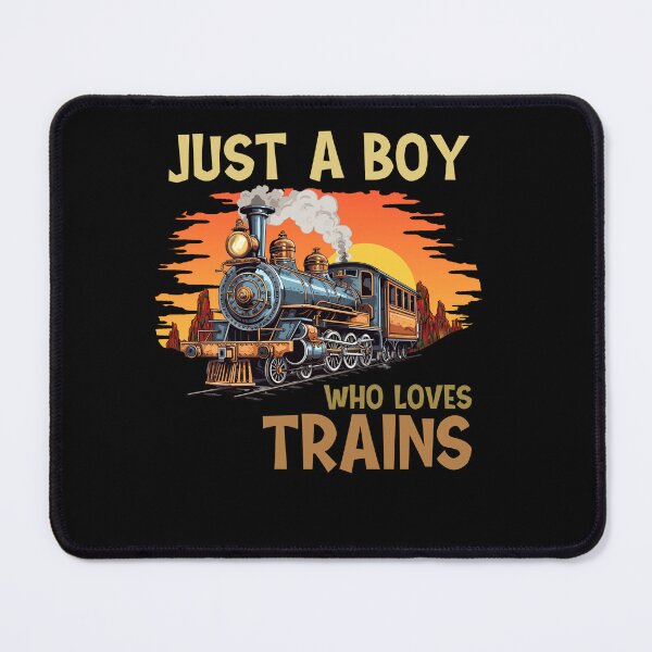 Item preview, Just a Boy Who Loves Trains - Western Sunset Steam Engine designed and sold by TinaMDedrick.