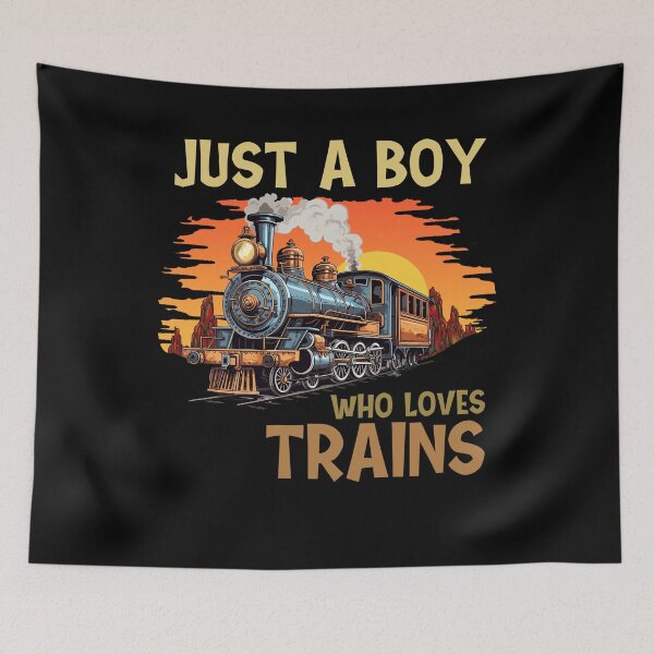 Item preview, Just a Boy Who Loves Trains - Western Sunset Steam Engine designed and sold by TinaMDedrick.