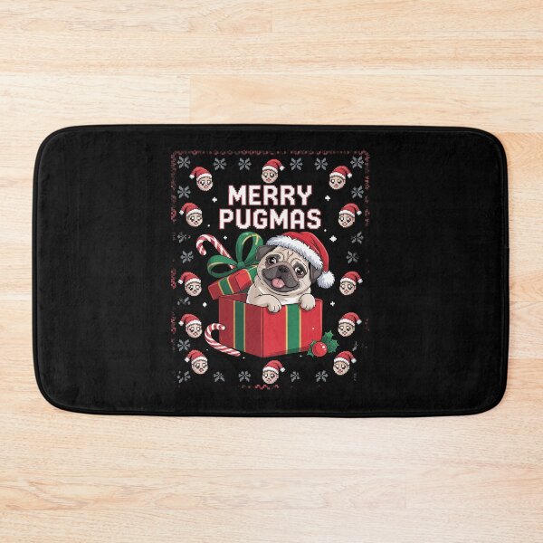 Item preview, Merry Pugmas Ugly Christmas Themed Pug Dog with Santa Hat designed and sold by Belkisallen.