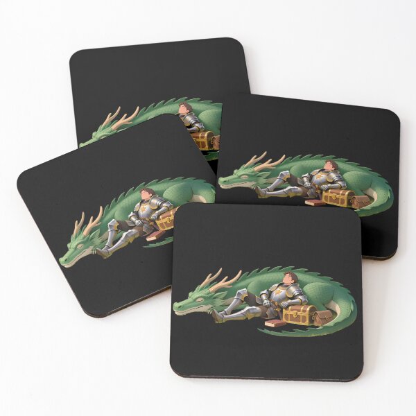 Item preview, Sleeping Knight & Dragon Sticker – Peaceful Fantasy Scene with Treasure and DnD Adventure designed and sold by The Paper Comet.