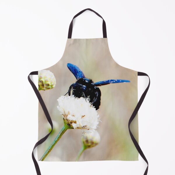 Item preview, Carpenter bee on a white flower – shimmer of night colors / Swiss Artwork Photography designed and sold by Raphael Wolf.