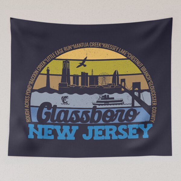 Item preview, Glassboro New Jersey Sunset Retro Vintage Local Pride Logo designed and sold by CRHPOD20.