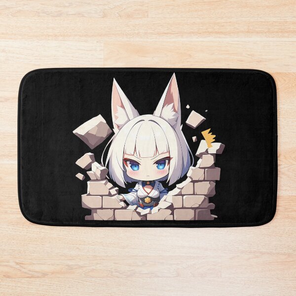 Artikelvorschau, Anime Kaga Azur Lane Chibi Guckt an der Wand hervor, süßes Spiel mit weißen Haaren und Ohren entworfen und verkauft von TorbenKuhano.