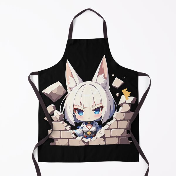 Artikelvorschau, Anime Kaga Azur Lane Chibi Guckt an der Wand hervor, süßes Spiel mit weißen Haaren und Ohren entworfen und verkauft von TorbenKuhano.