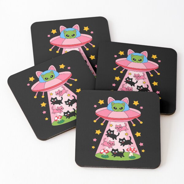 Item preview, Kawaii Alien Cat UFO Pink Spaceship Funny Kitty Squad designed and sold by SnackPAC.