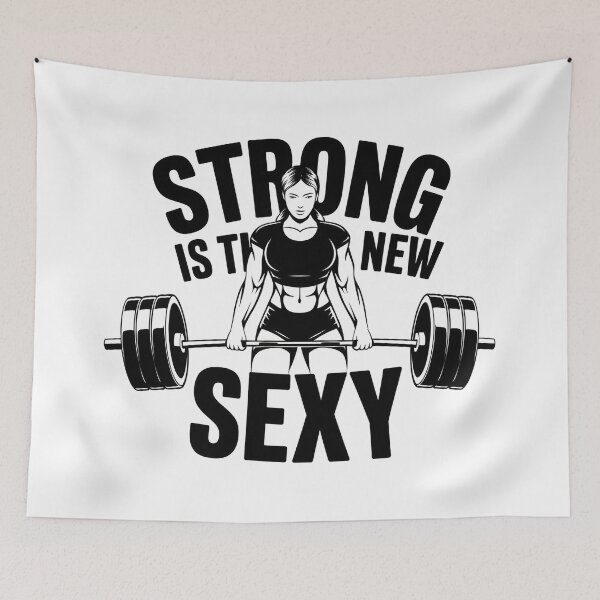 Item preview, Strong Is The New Sexy – Fitness Woman Weightlifting Minimalist Vector Design designed and sold by HAFIZ-DP.