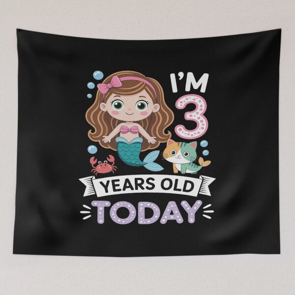 Item preview, Kawaii Cat Mermaid I’m 3 Years Old Today 3rd Birthday Happy designed and sold by SnackPAC.
